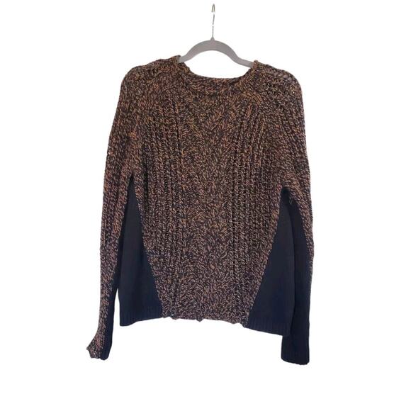 Woolrich Lambswool Blend Chunky Knit Long Sleeve Brown Black Sweater, Sz Medium - Picture 1 of 12